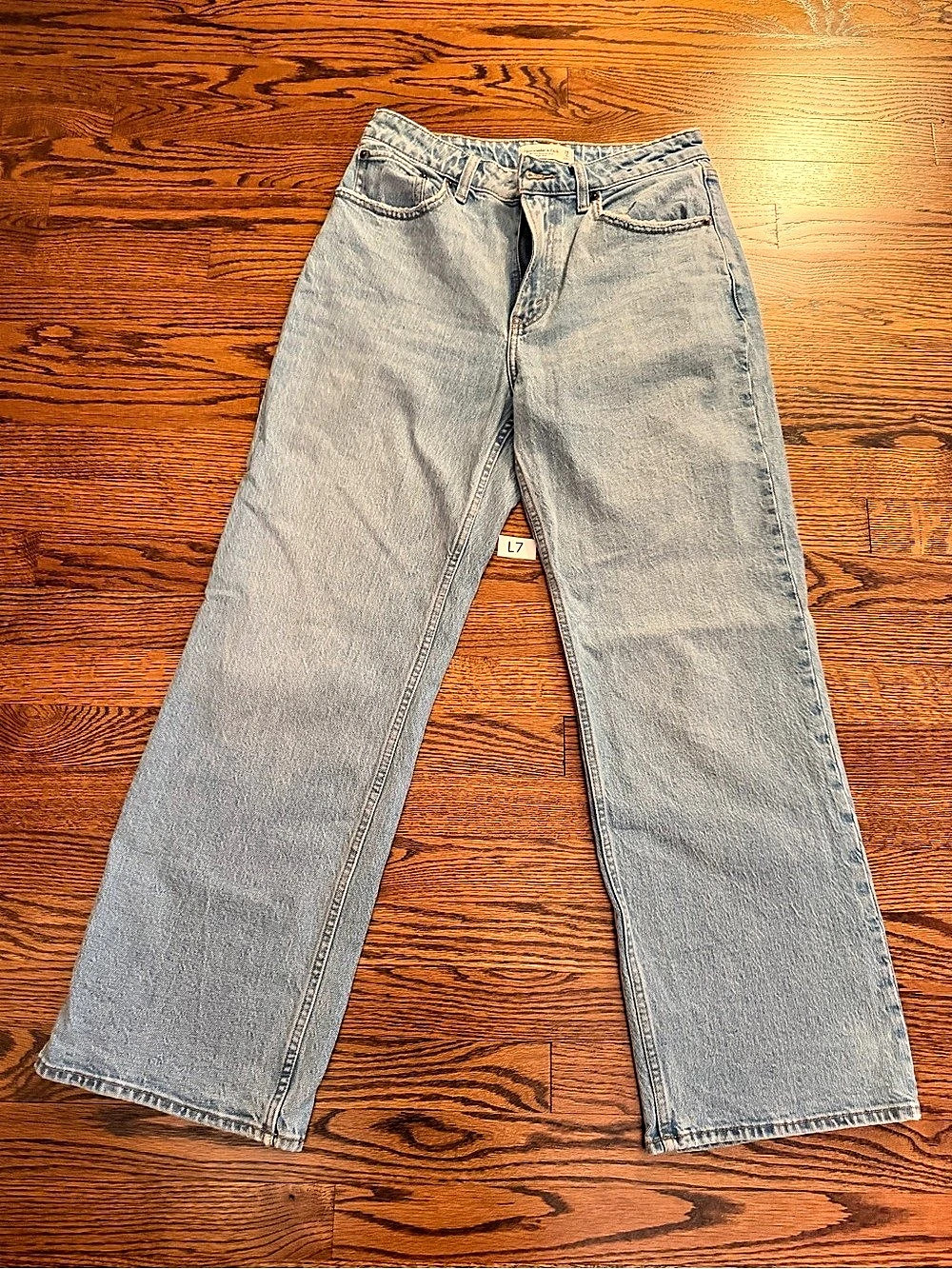 Abercrombie & Fitch Curve Love High Rise Boot Cut Jeans in Blue Waist 28